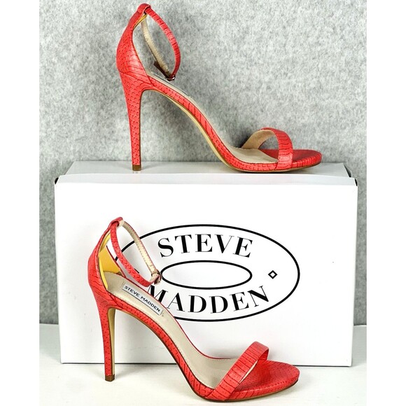 Steve Madden Shoes Womens 9 Pink Stecy Coral SNK Strappy Heels Open Toe Formal - Picture 6 of 13
